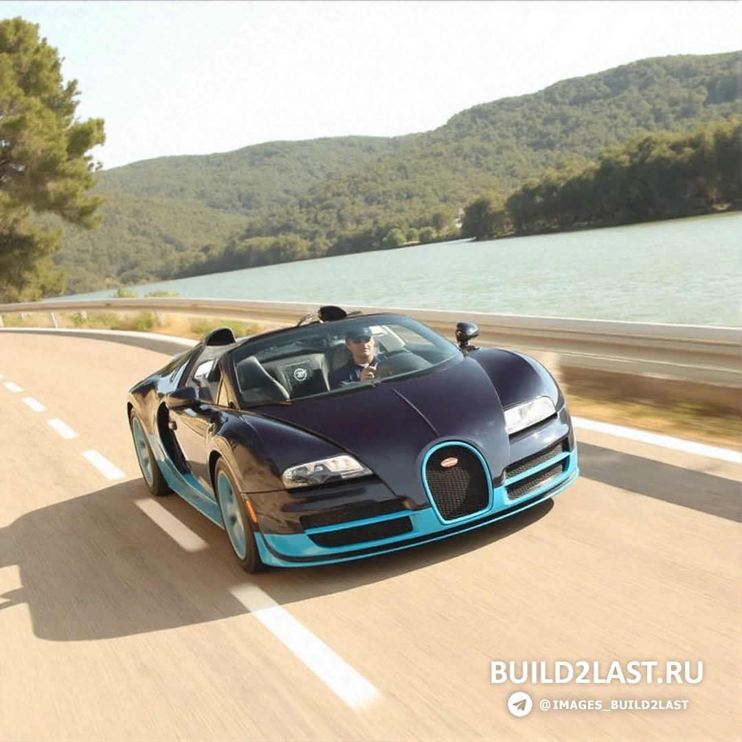 Красный Bugatti Veyron с черными акцентами, вид на автомобиль в городе